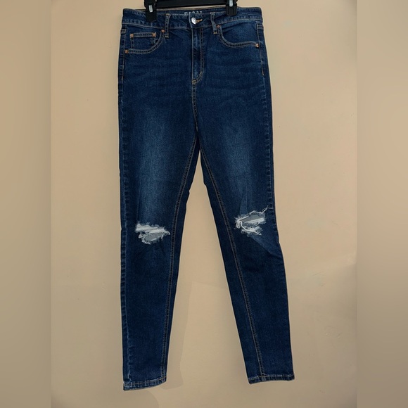 Wild Fable Dark Blue Distressed Skinny Jeans - Picture 1 of 4